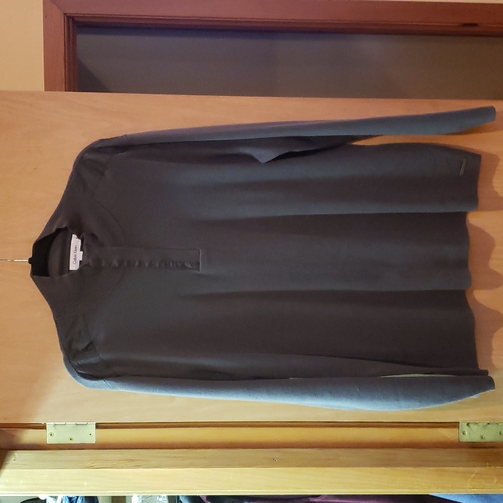 NWOT, Calvin Klein, Men's, Dark Gray, XLarge, Sweater w/ 3/4 zipper and snaps